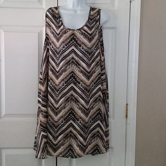 Hot Ginger black gray tan sleeveless dress Sz 3X NWOT - Picture 1 of 6